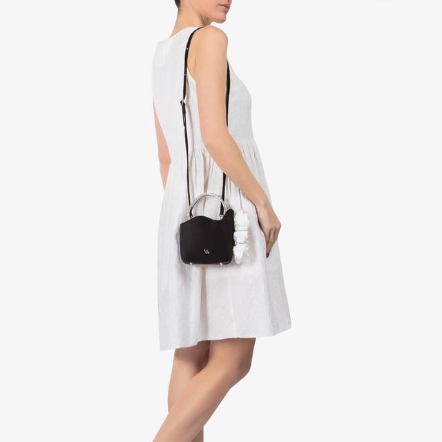 Le Silla Mini bag raso nero e Cristalli con rose Vendita Economica