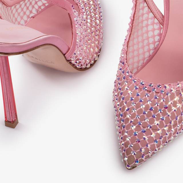 Le Silla Slingback gioiello rete rosa dea e Cristalli Saldi Di Fabbrica