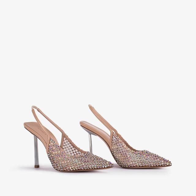 Le Silla Slingback gioiello rete nude skin Vendite Flash