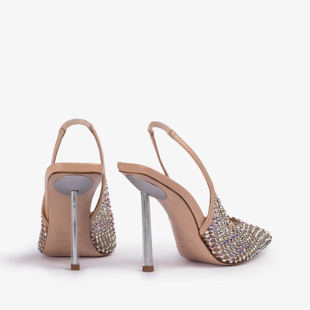 Le Silla Slingback gioiello rete nude skin Vendite Flash