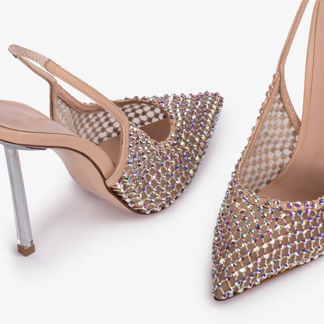 Le Silla Slingback gioiello rete nude skin Vendite Flash