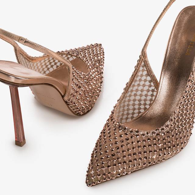 Le Silla Slingback gioiello rete oro rosa Negozio