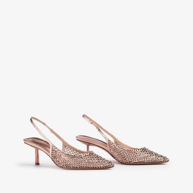 Le Silla Slingback gioiello rete oro rosa In Saldo