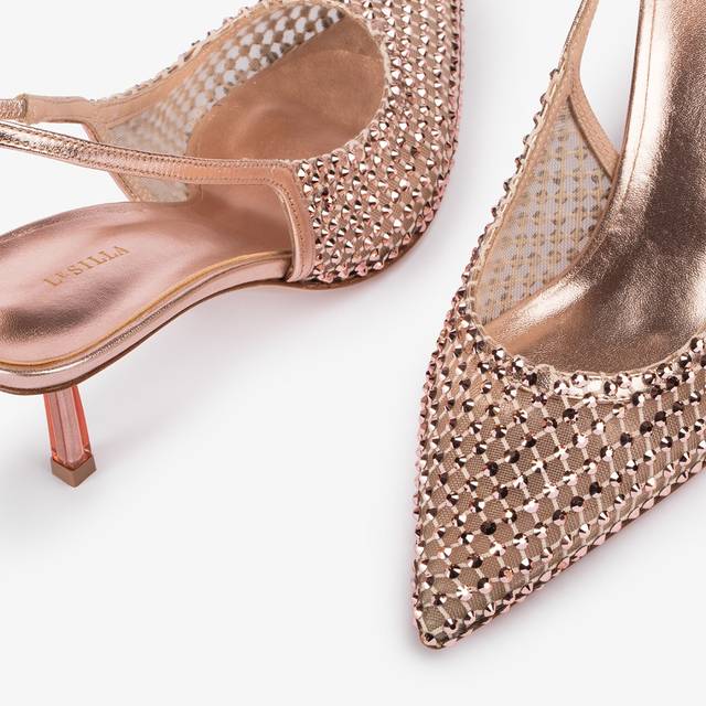 Le Silla Slingback gioiello rete oro rosa In Saldo