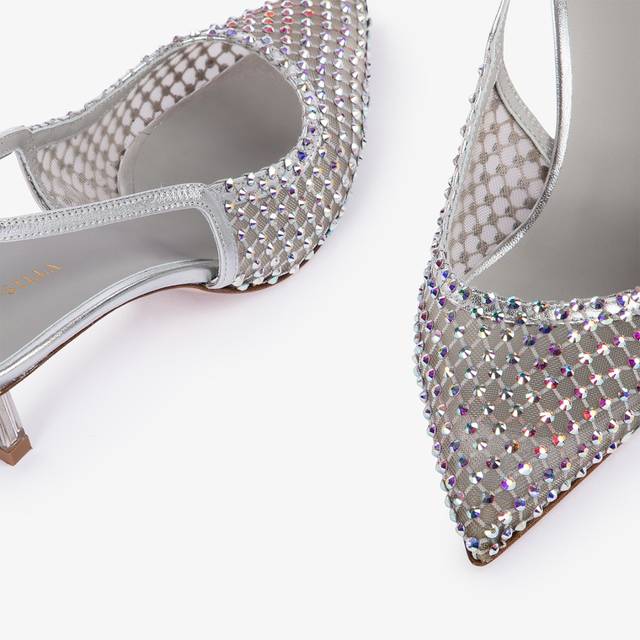 Le Silla Slingback gioiello rete argento eclissi Nuova