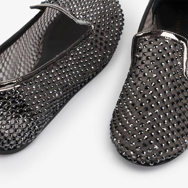 Le Silla Slipper gioiello rete e Cristalli peltro Nuovo