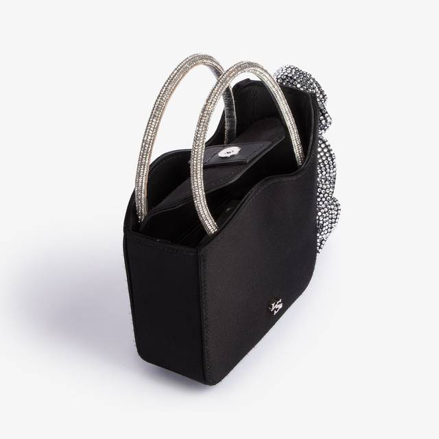 Le Silla Mini bag raso nero e Cristalli con rose gioiello Qualità Garantita