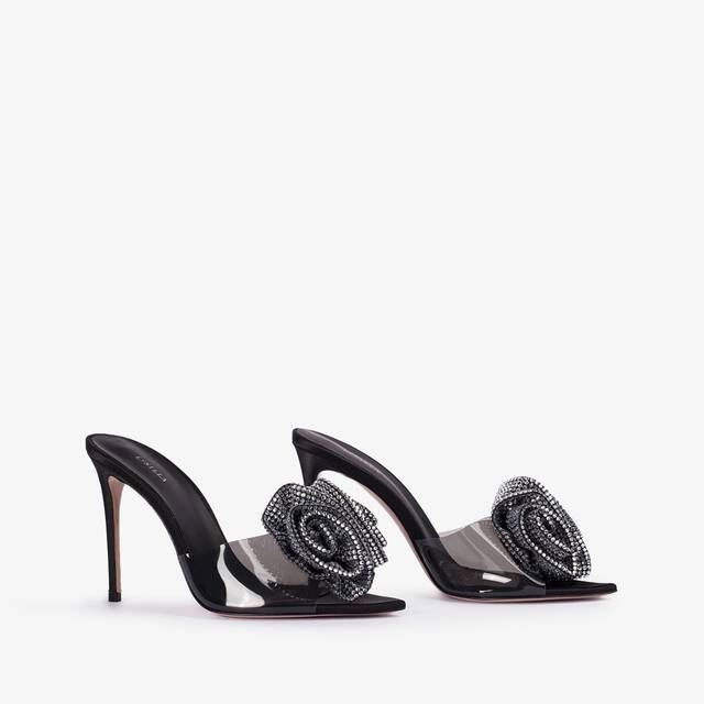 Le Silla Sandalo raso e plexy nero e Cristalli Negozi Online