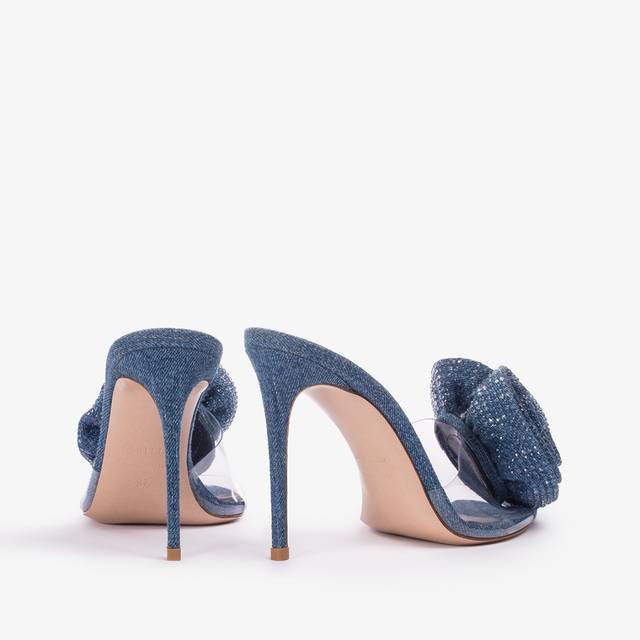 Le Silla Sandalo mule gioiello denim e plexy blu e Cristalli Acquista Ora