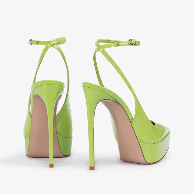 Le Silla Slingback con plateau vernice verde apple Vendita Economica