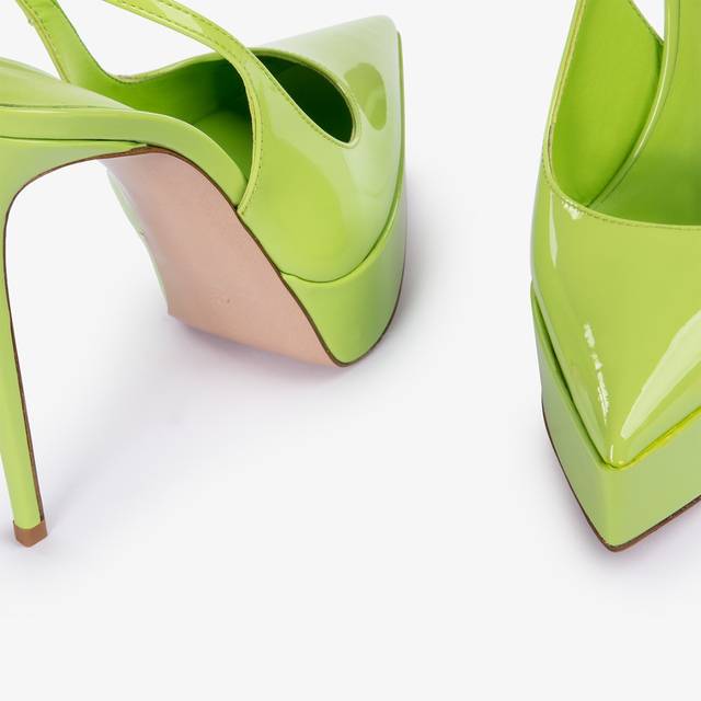 Le Silla Slingback con plateau vernice verde apple Vendita Economica