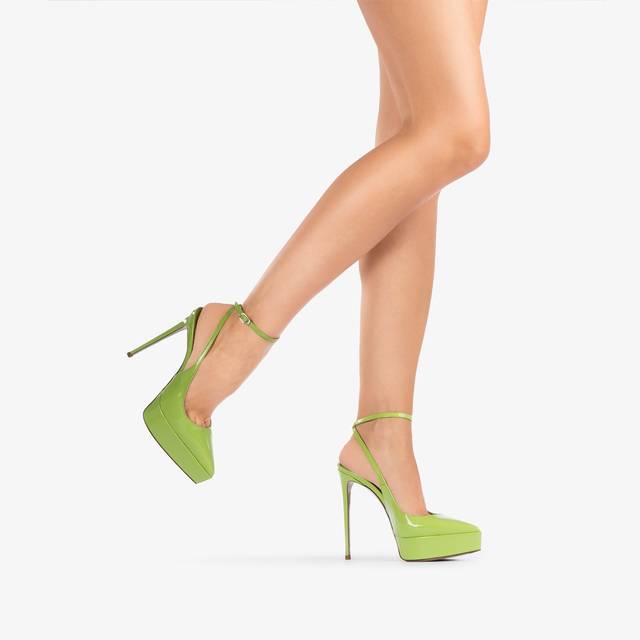 Le Silla Slingback con plateau vernice verde apple Vendita Economica