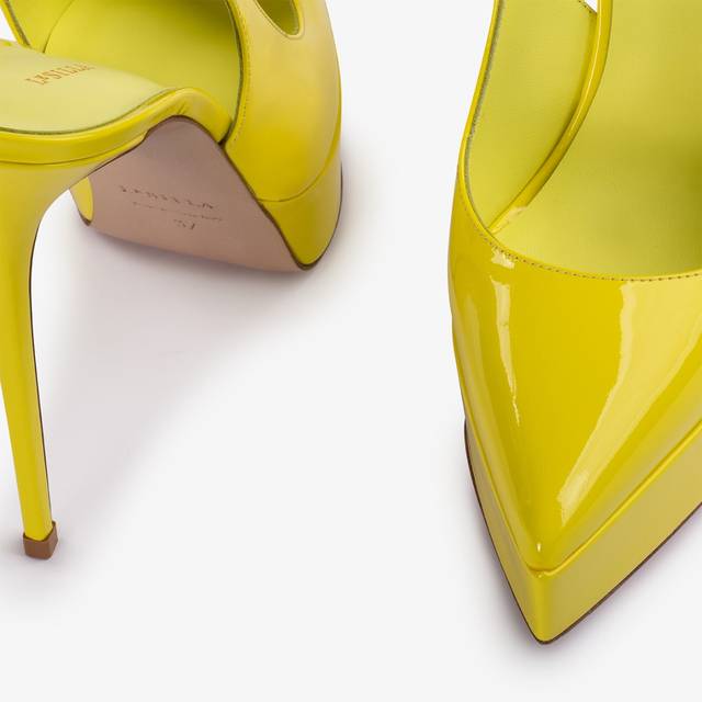 Le Silla Slingback plateau vernice gialla stella Saldi Di Fabbrica