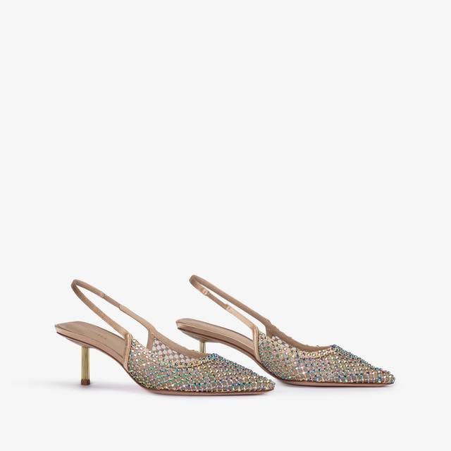 Le Silla Slingback gioiello rete oro e Cristalli iridescenti In Saldo