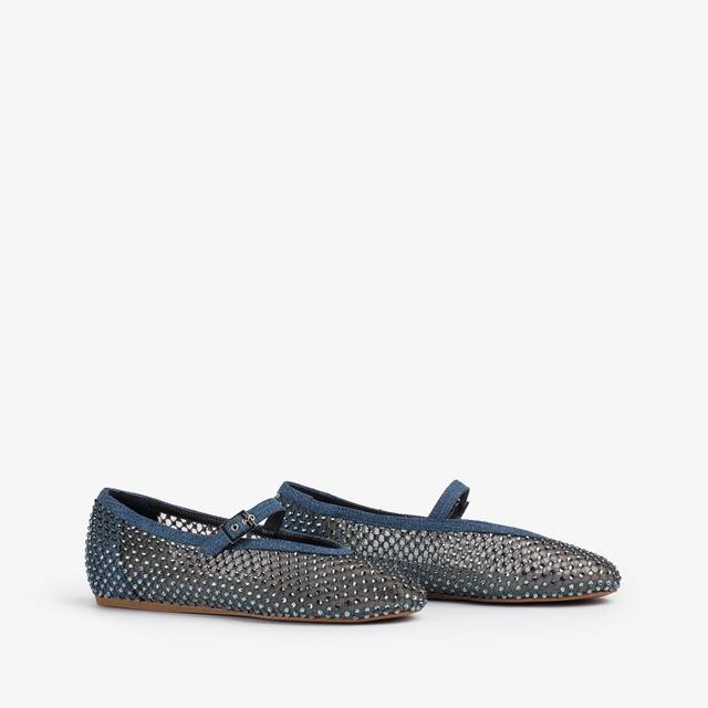 Le Silla Ballerina gioiello rete denim blu con Cristalli Nuovo