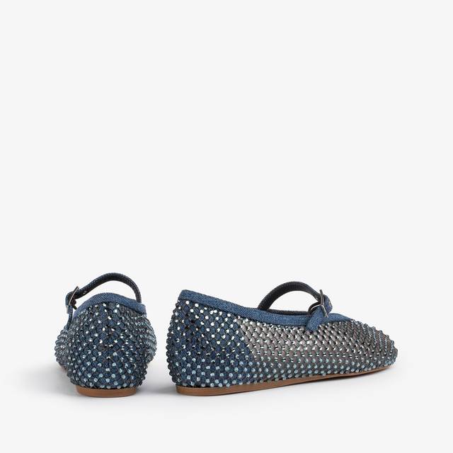 Le Silla Ballerina gioiello rete denim blu con Cristalli Nuovo