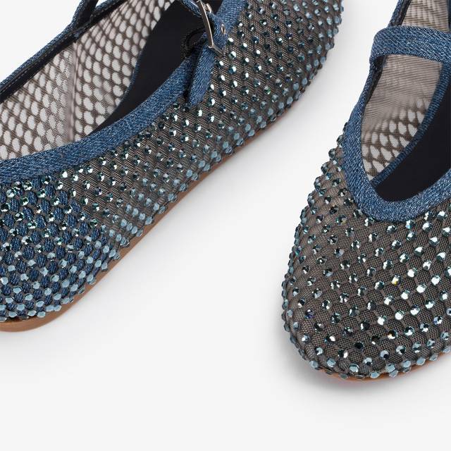 Le Silla Ballerina gioiello rete denim blu con Cristalli Nuovo