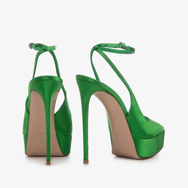 Le Silla Slingback con plateau raso verde emerald Fino Al -60%
