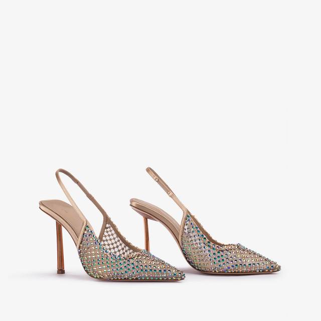 Le Silla Slingback gioiello rete oro e Cristalli iridescenti Presa