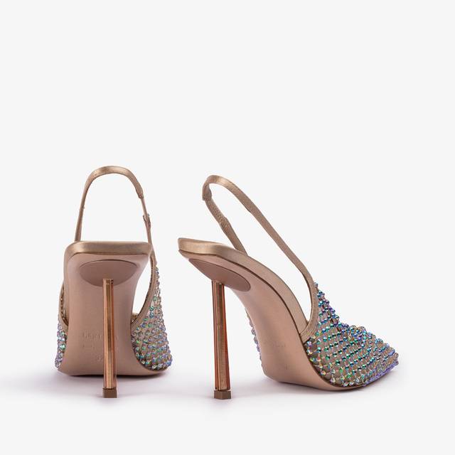 Le Silla Slingback gioiello rete oro e Cristalli iridescenti Presa