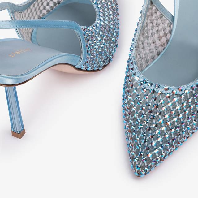 Le Silla Slingback gioiello rete azzurro cielo e Cristalli Offerta