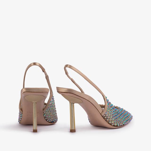 Le Silla Slingback gioiello rete oro e Cristalli iridescenti Economico