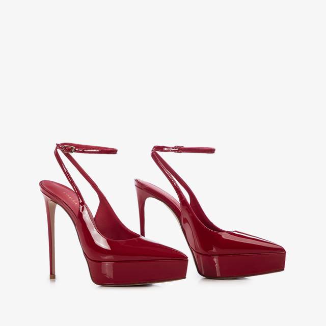 Le Silla Slingback con plateau vernice rossa Online