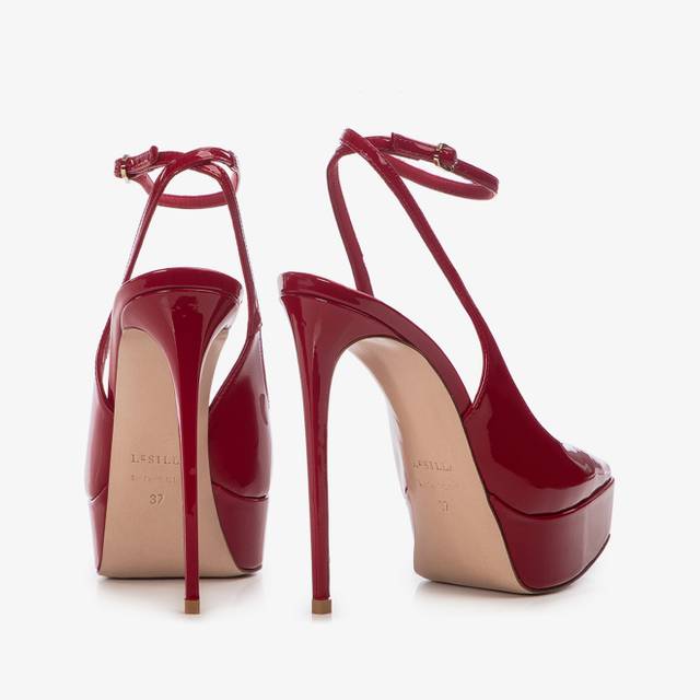 Le Silla Slingback con plateau vernice rossa Online