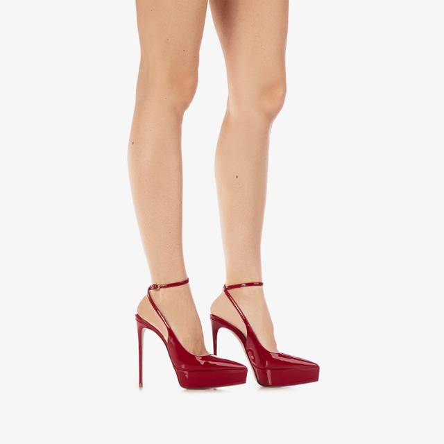 Le Silla Slingback con plateau vernice rossa Online