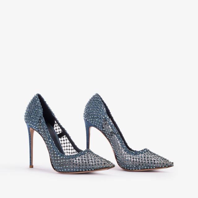 Le Silla Décolleté gioiello rete denim blu Nuova