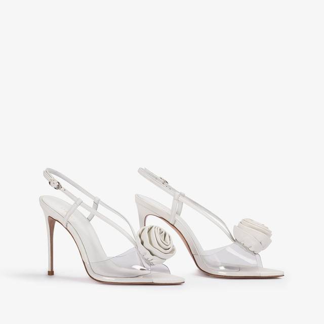 Le Silla Sandalo slingback plexy bianco carta con rosa Italia
