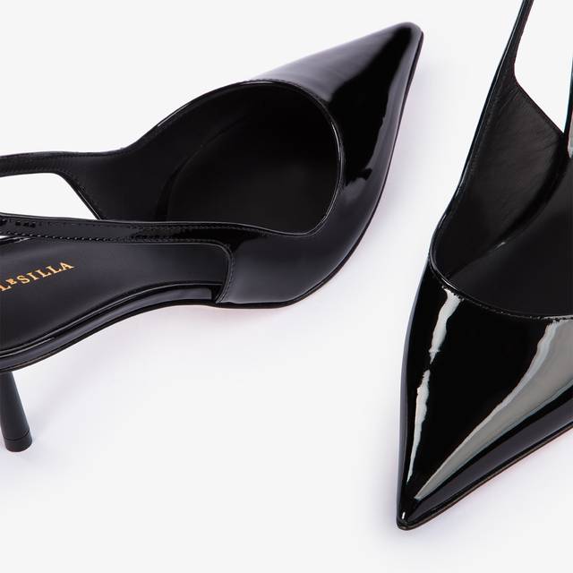 Le Silla Slingback vernice nera In Linea