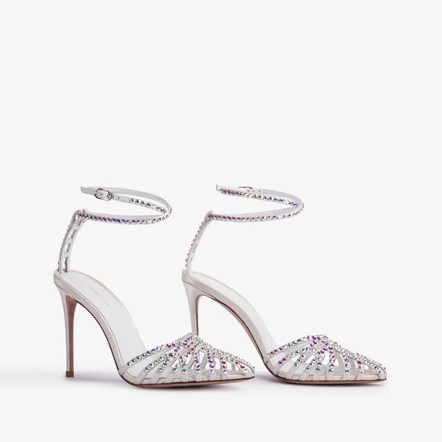 Le Silla Sandalo raso e Cristalli bianco Fino Al -60%