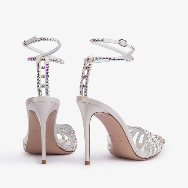 Le Silla Sandalo raso e Cristalli bianco Fino Al -60%