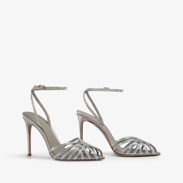 Le Silla Sandalo raso argento e Cristalli Online