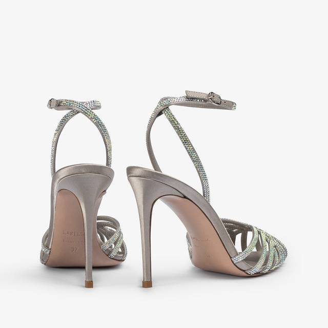Le Silla Sandalo raso argento e Cristalli Online