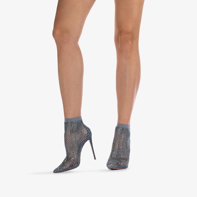 Le Silla Stivaletto calza blu denim e Cristalli Vendita Economica
