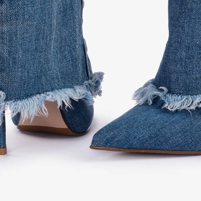 Le Silla Stivale con risvolto denim blu Nuovo