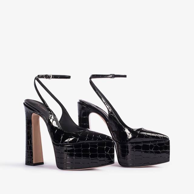 Le Silla Slingback con plateau stampa cocco nera Offerta migliore