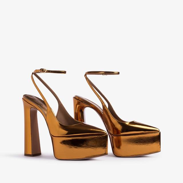 Le Silla Slingback con plateau metallizzata arancione marigold Latest fashion