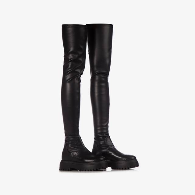 Le Silla Stivale sopra il ginocchio pelle vegan stretch nero Grandi sconti
