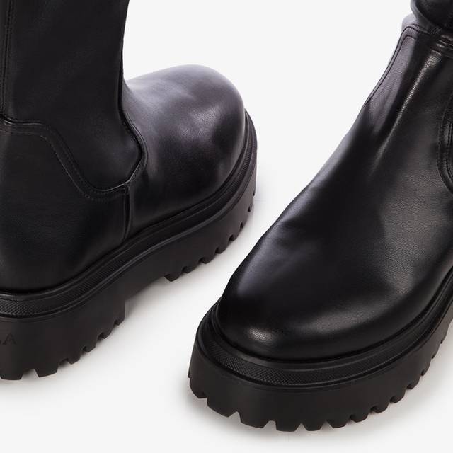 Le Silla Stivale sopra il ginocchio pelle vegan stretch nero Grandi sconti