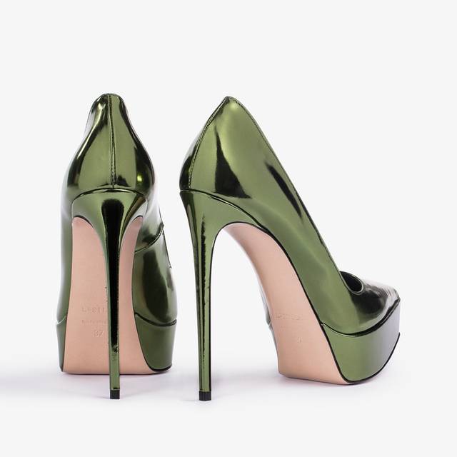 Le Silla Décolleté con plateau metallizzata verde pirite Offerte giornaliere