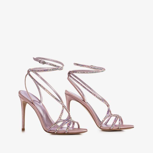 Le Silla Sandalo raso rosa Paris e Cristalli Enormi risparmi