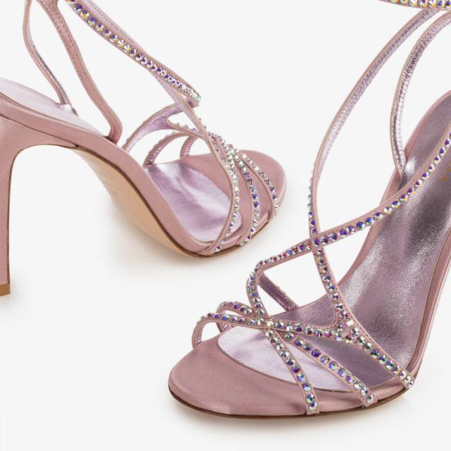 Le Silla Sandalo raso rosa Paris e Cristalli Enormi risparmi
