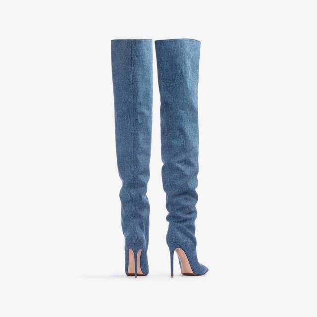 Le Silla Stivale sopra al ginocchio denim oversize blu Sconti VIP
