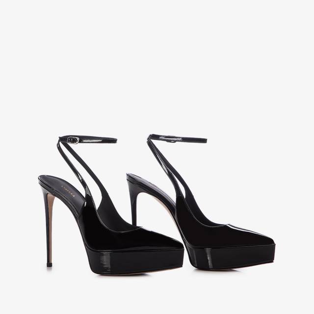 Le Silla Slingback con plateau vernice nera Latest stili