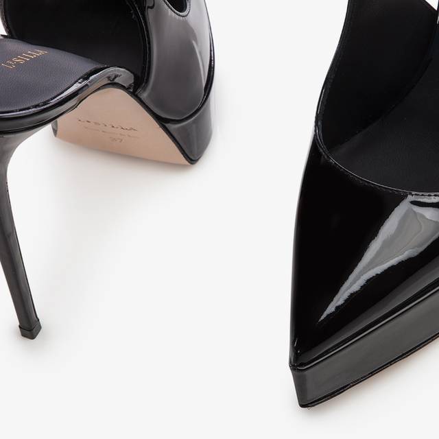 Le Silla Slingback con plateau vernice nera Latest stili
