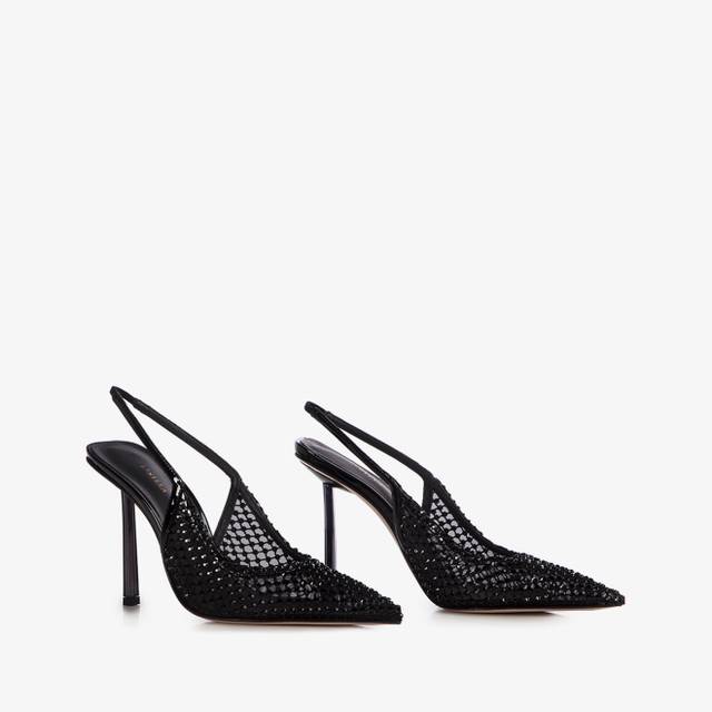Le Silla Slingback gioiello rete nero jet Fino al 50% di sconto