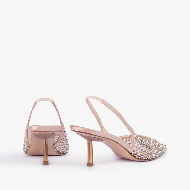 Le Silla Slingback gioiello rete nude skin Only for today